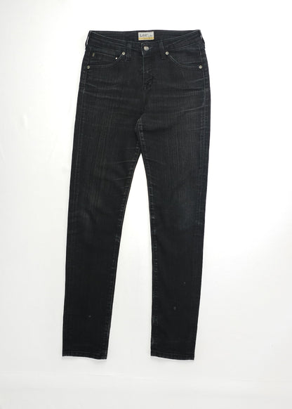 A pair of vintage black LEE jeans with classic five-pocket styling.
